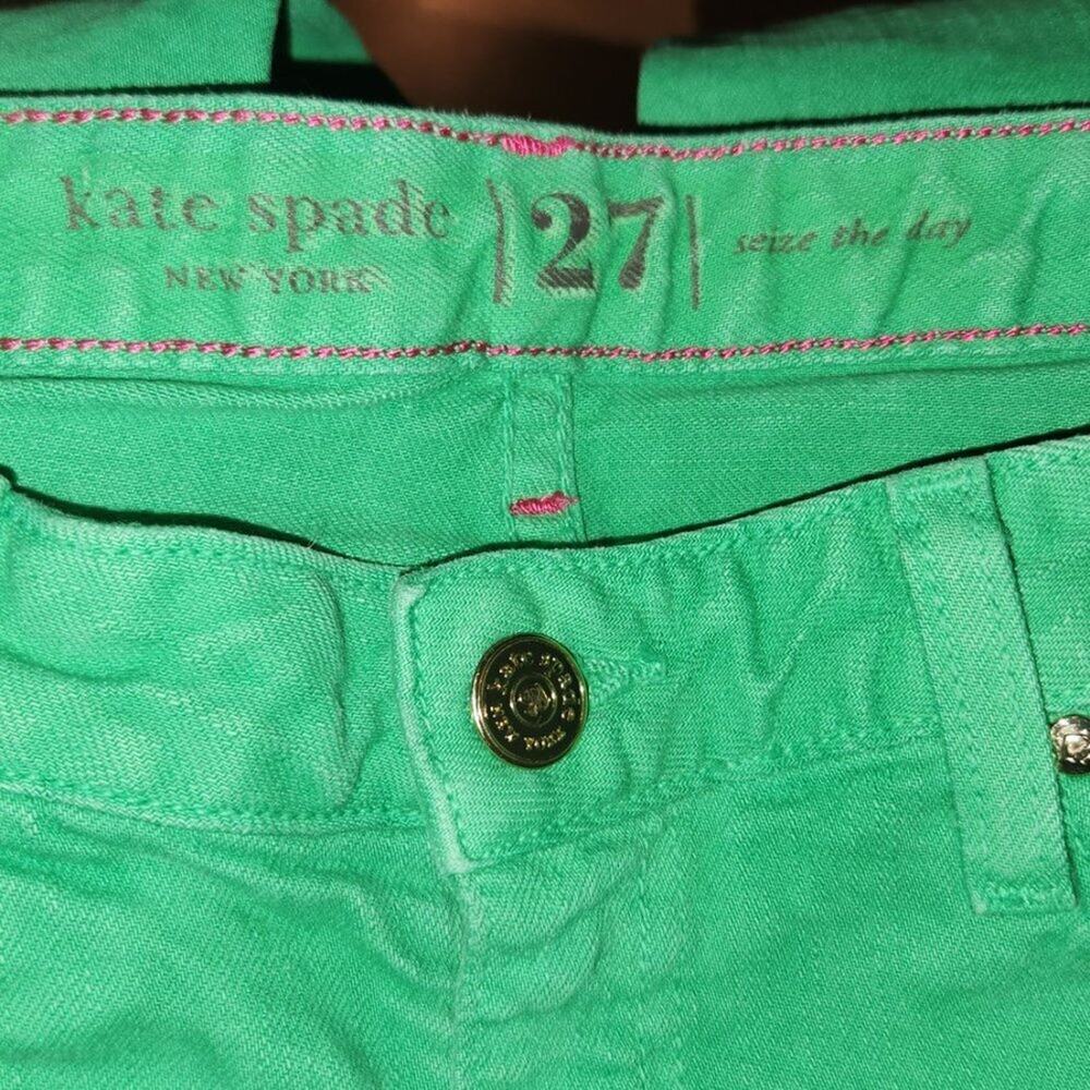 Kate Spade Bright Green Play Hooky Perry Street Denim Capris || Sz 27 GUC - Picture 15 of 15